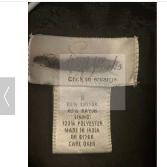 Studio Works Women Jacket Black Red Beige Patches Floral Size Small - Picture 3 of 3